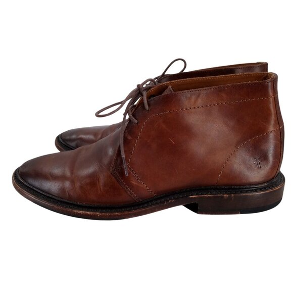 Frye Mens Paul Chukka Leather Brown Boots Shoes Size 8.5 Classic Work Distressed - Picture 4 of 13